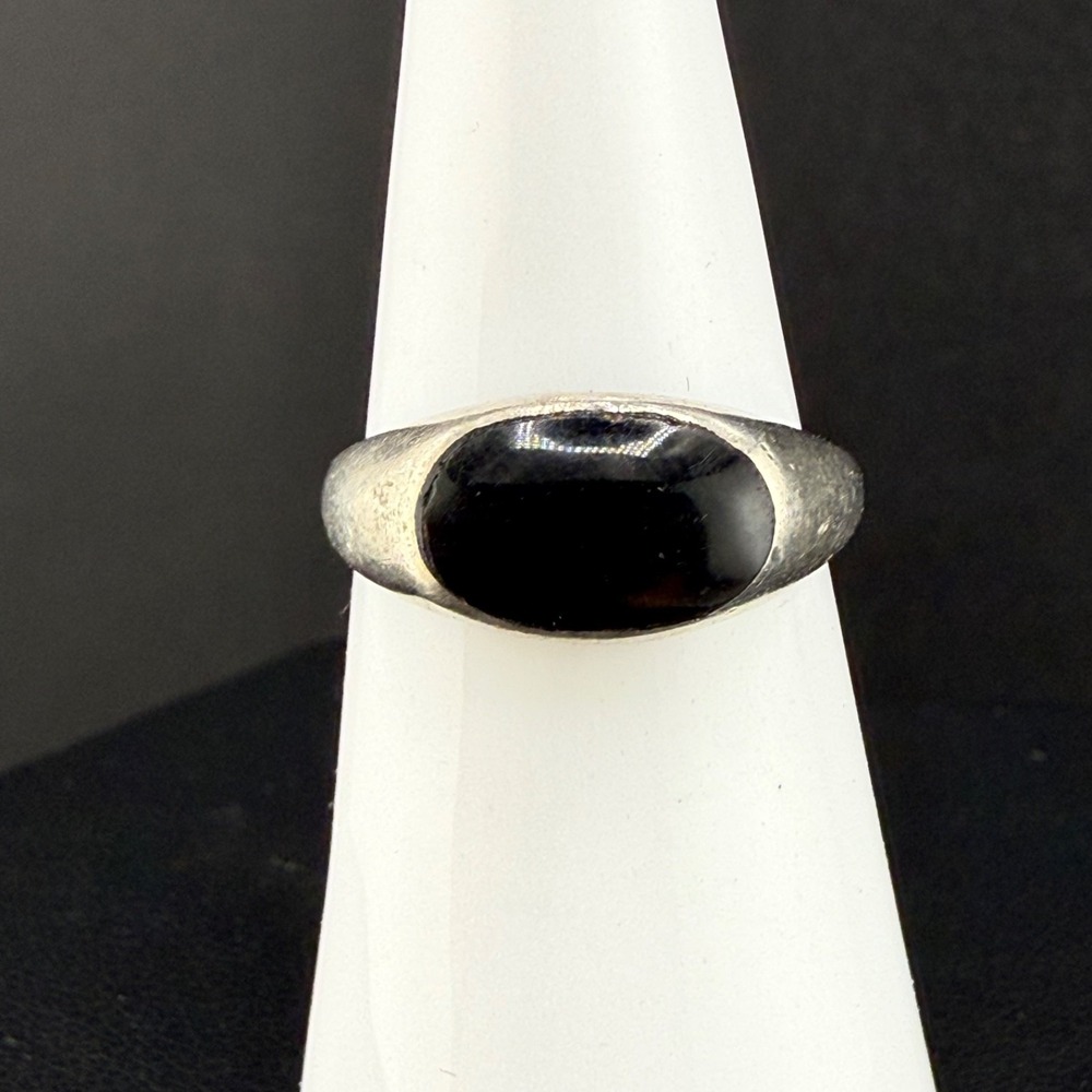 Vintage Signed Sterling Silver Ring Polished Stone Size 6